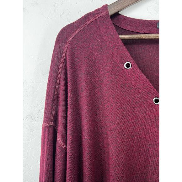 Rails Top Grommet V-Neck Soft Long Sleeve Tunic Top Burgundy Sweater Women's M - Picture 7 of 10